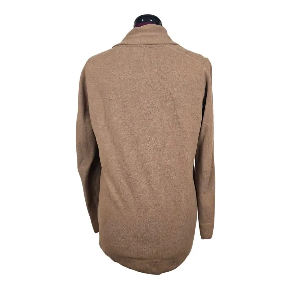 Women's J. Crew Brown Open Front Cotton Sweater Cardigan | Size Medium
